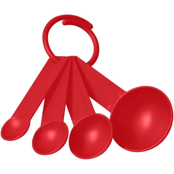 Ness plastic measuring spoon set with 4 sizes - PF Manufactured Red