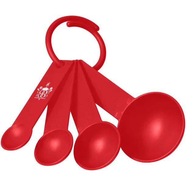 Ness plastic measuring spoon set with 4 sizes - PF Manufactured Red