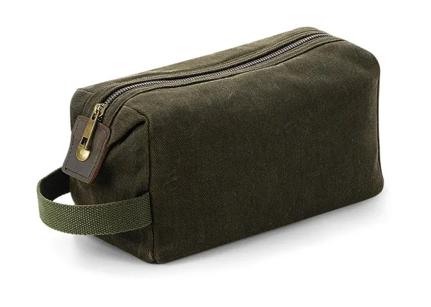  Heritage Waxed Canvas Wash Bag - Quadra Olive Green