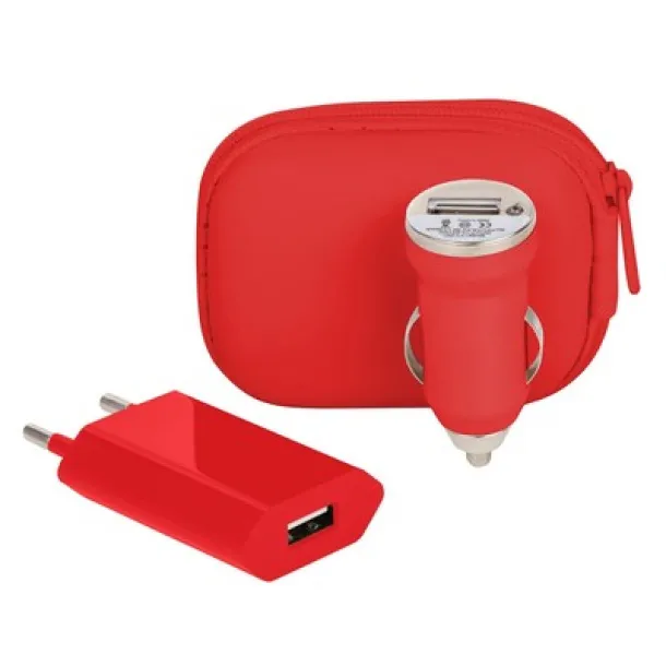  Charging set, SB wall charger and car charger red