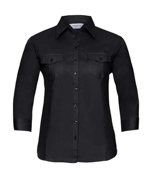  Ladies' Roll 3/4 Sleeve Shirt - Russell Collection Black