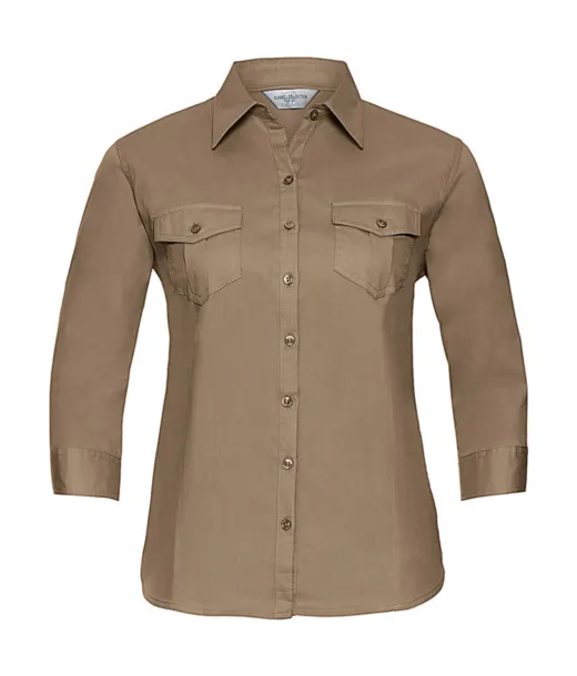  Ladies' Roll 3/4 Sleeve Shirt - Russell Collection Khaki