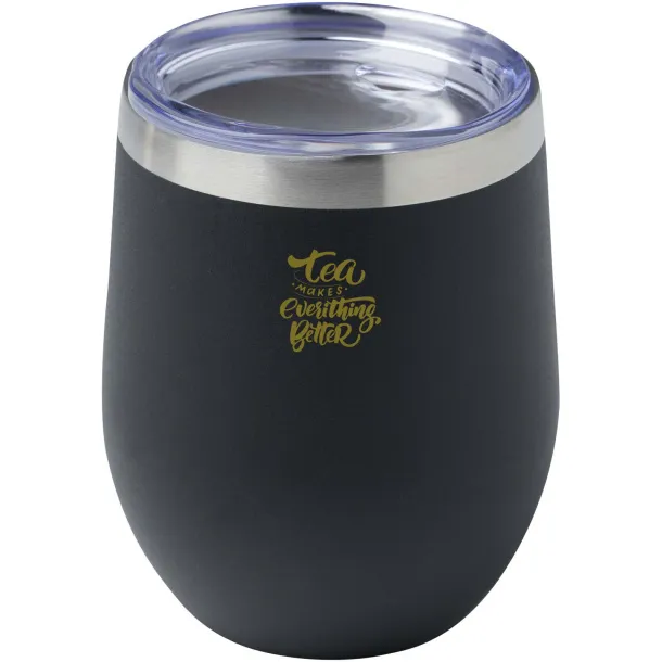Corzo 350 ml RCS certified recycled stainless steel copper vacuum insulated cup Solid black