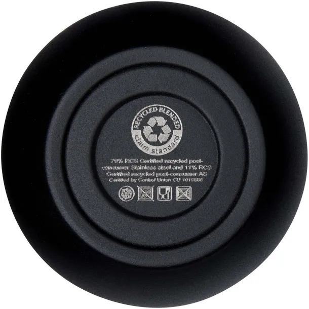Corzo šalica od RCS certificiranog recikliranog nehrđajućeg čelika s bakrenom vakuumskom izolacijom, 350 ml Solid black