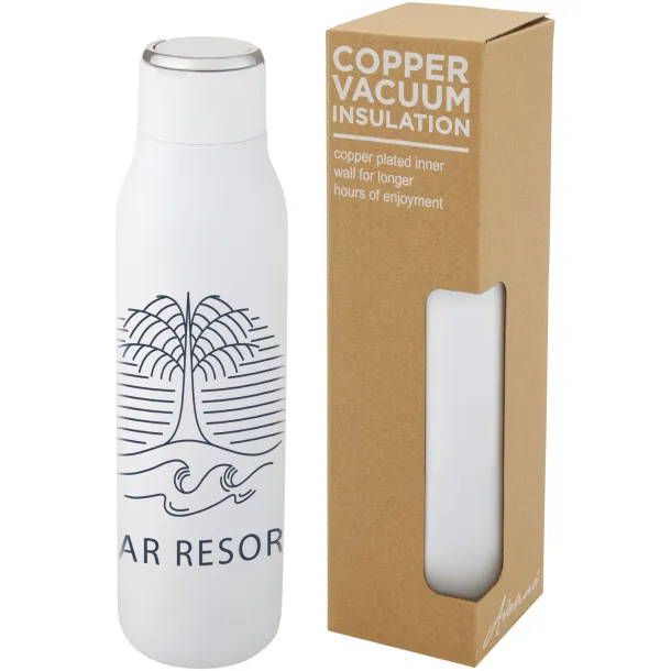 Marka 600 ml copper vacuum insulated bottle with metal loop - Unbranded White