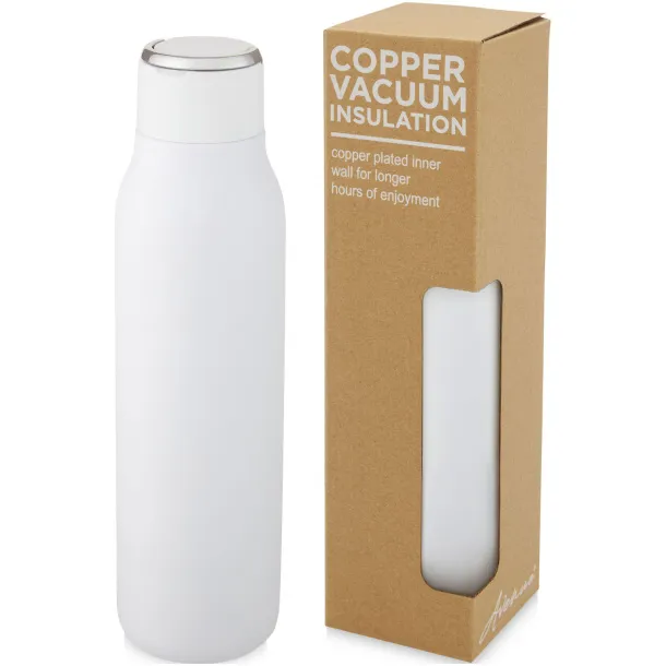 Marka 600 ml copper vacuum insulated bottle with metal loop - Unbranded White