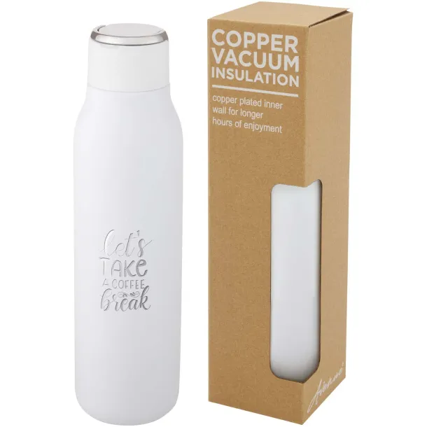 Marka 600 ml copper vacuum insulated bottle with metal loop - Unbranded White