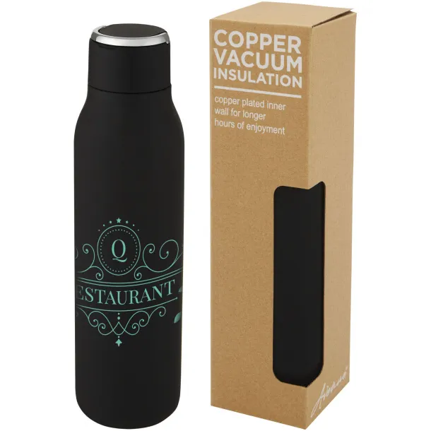 Marka 600 ml copper vacuum insulated bottle with metal loop Crna