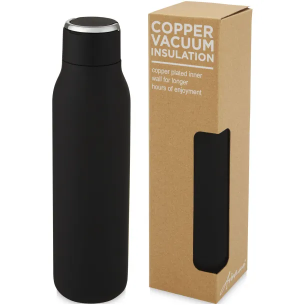 Marka 600 ml copper vacuum insulated bottle with metal loop Crna