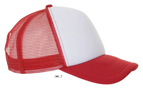  SOL'S BUBBLE - FIVE PANEL MESH CAP - SOL'S White Red