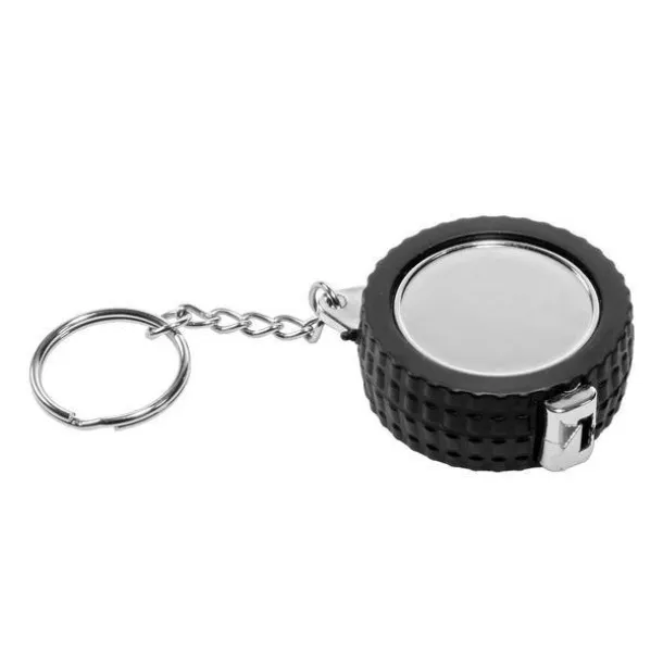 TYRE key ring with tape measure 1 m Black