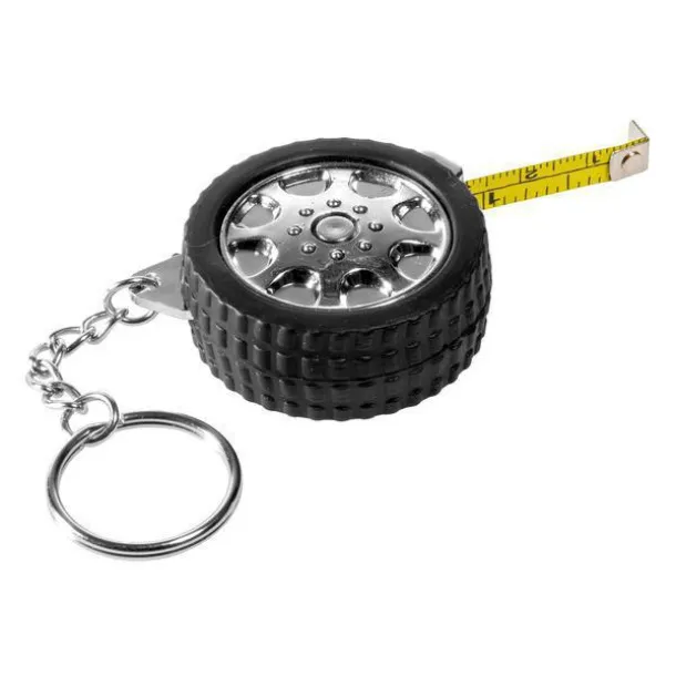 TYRE key ring with tape measure 1 m Black