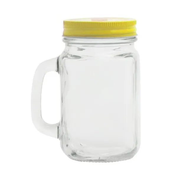  Drinking jar 500 ml with straw yellow