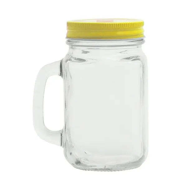  Drinking jar 500 ml with straw yellow