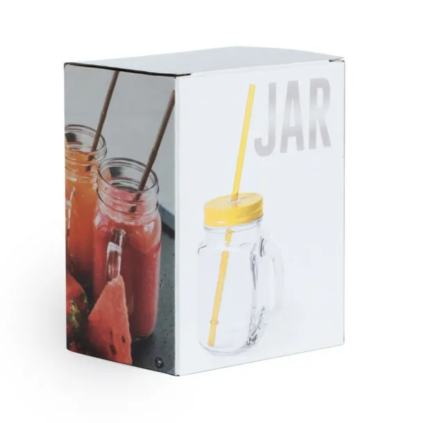  Drinking jar 500 ml with straw yellow