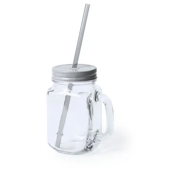  Drinking jar 500 ml with straw silver