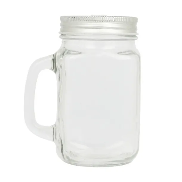  Drinking jar 500 ml with straw silver