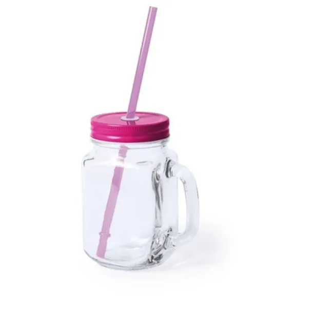  Staklenka za piće sa slamkom, 500 ml fuchsia