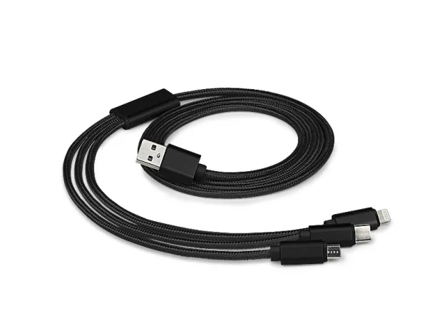 FLET USB cable for charging 3 in 1 Black