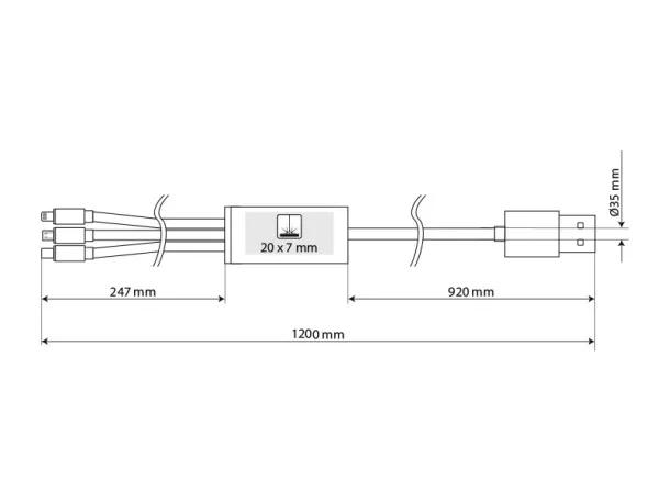 FLET USB KABEL ZA PUNJENJE 3U1 OD 1.2M Crna