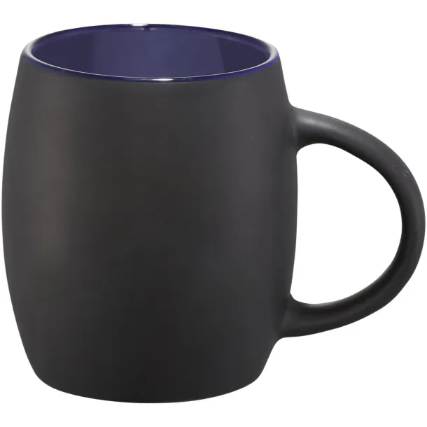 Hearth 400 ml ceramic mug with wooden coaster Solid black Blue