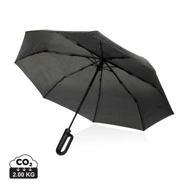 Yara 21" AWARE™ RPET jednobojni kišobran s karabinerom - XD Collection Crna 