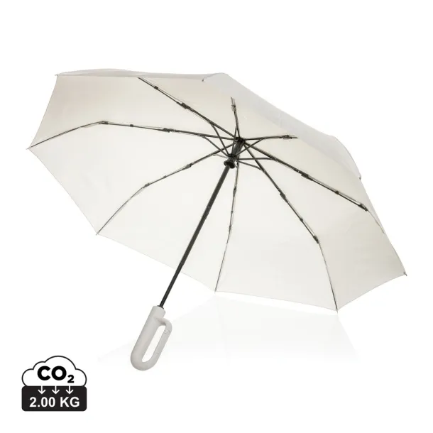 Yara 21" AWARE™ RPET solid colour umbrella with carabiner - XD Collection beige