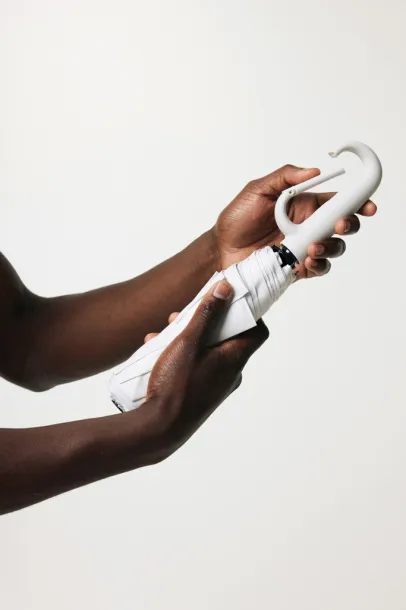 Yara 21" AWARE™ RPET solid colour umbrella with carabiner - XD Collection beige