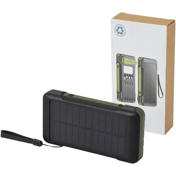 Soldy 10.000 mAh RCS recycled plastic solar dynamo power bank Army green