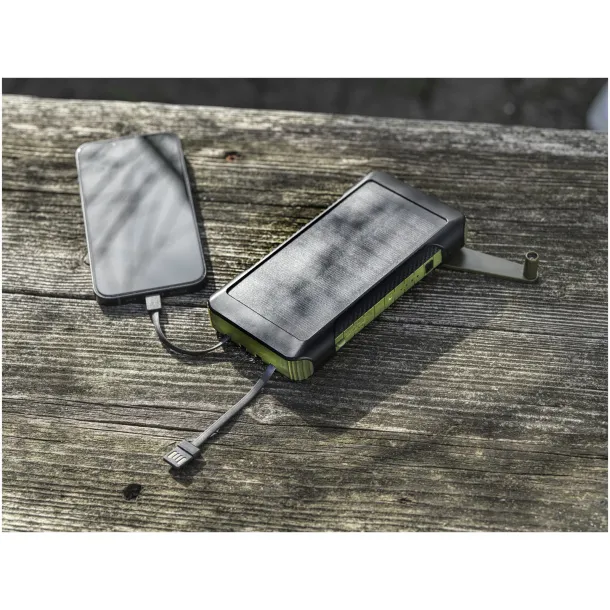 Soldy 10.000 mAh RCS recycled plastic solar dynamo power bank Army green