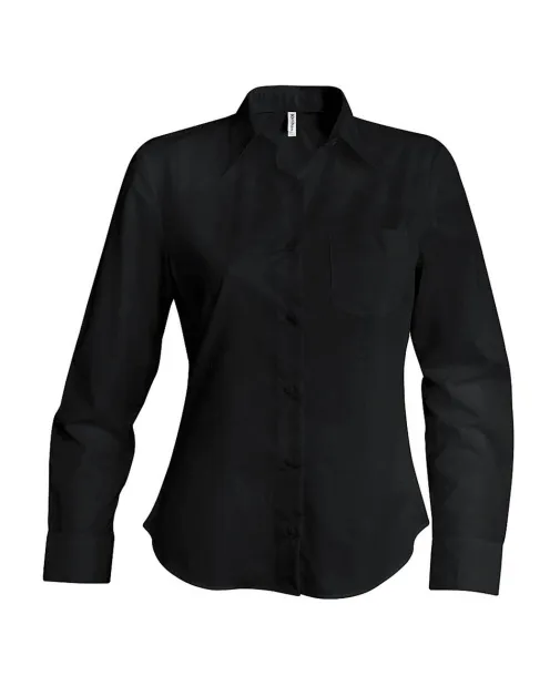  LADIES' LONG-SLEEVED COTTON POPLIN SHIRT - Kariban Black