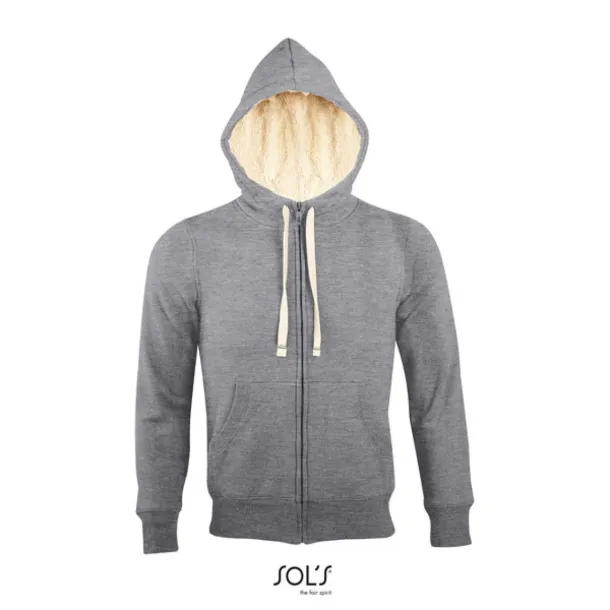 SOL'S SHERPA unisex hoddie sa šerpa podstavom i patentom, 280 g/m2 - SOL'S Grey Melange