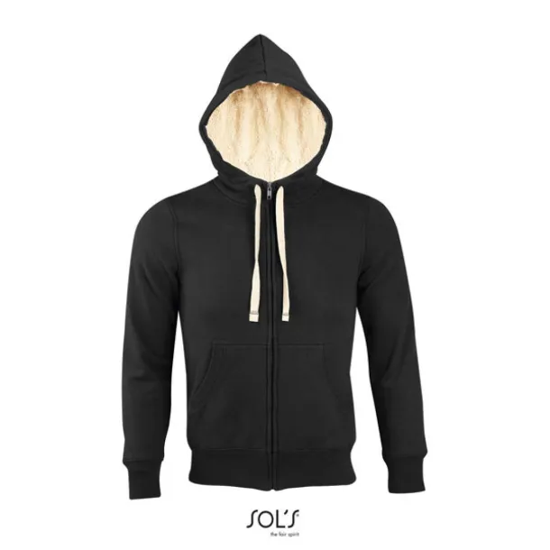 SOL'S SHERPA unisex hoddie sa šerpa podstavom i patentom, 280 g/m2 - SOL'S Crna