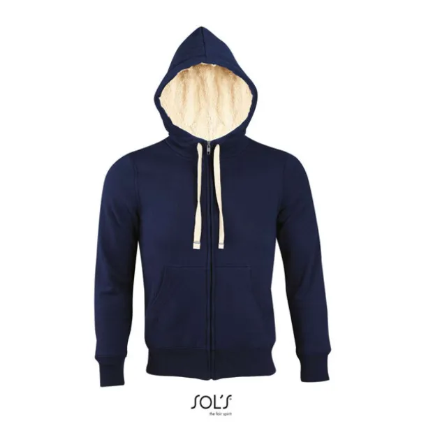 SOL'S SHERPA unisex hoddie sa šerpa podstavom i patentom - SOL'S French Navy