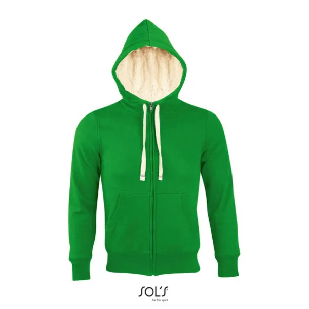 SOL'S SHERPA unisex hoddie sa šerpa podstavom i patentom, 280 g/m2 - SOL'S Bud Green