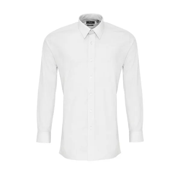  MEN’S LONG SLEEVE FITTED POPLIN SHIRT - Premier White