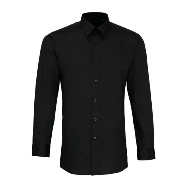  MEN’S LONG SLEEVE FITTED POPLIN SHIRT - Premier Black