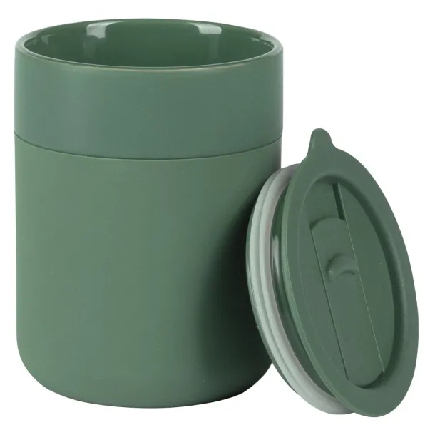 JONA Stoneware mug with lid Green