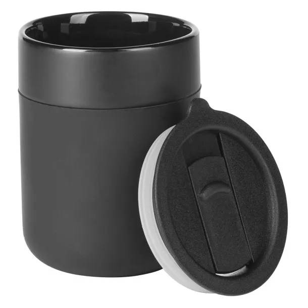 JONA Stoneware mug with lid Black