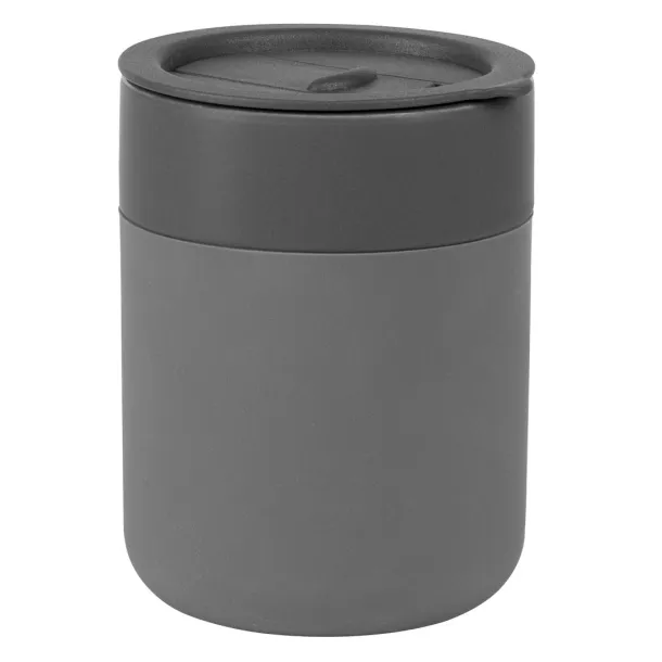 JONA Stoneware mug with lid Dark gray