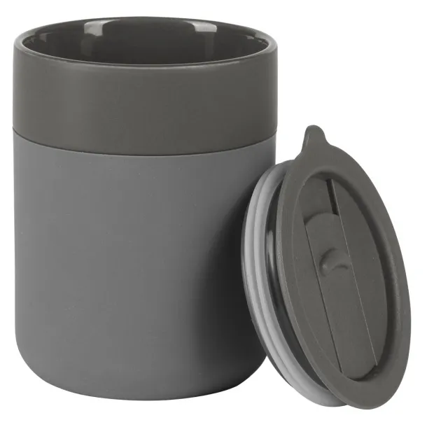 JONA Stoneware mug with lid Dark gray