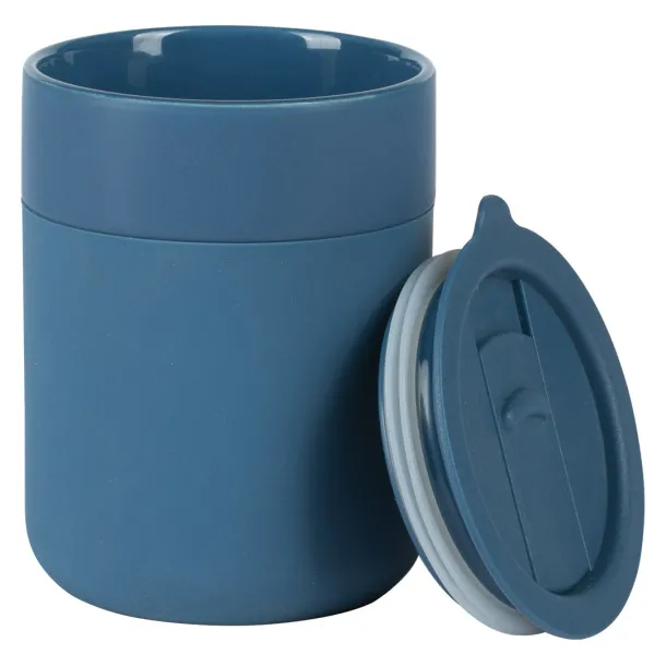 JONA Stoneware mug with lid Blue