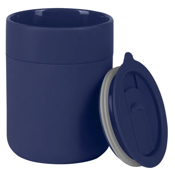 JONA Stoneware mug with lid Navy Blue