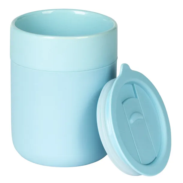 JONA Stoneware mug with lid Light blue