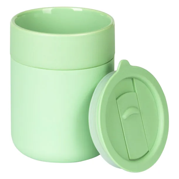 JONA Keramička šalica s poklopcem, 340 ml Pastelno Zelena