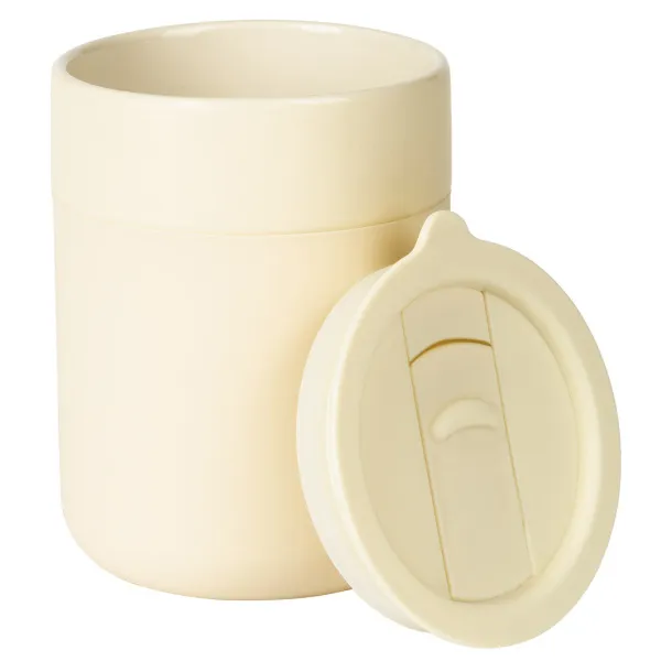 JONA Stoneware mug with lid Cream Bež