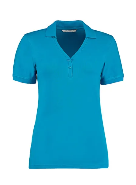  Women's Regular Fit Comfortec® V Neck Polo - Kustom Kit Turquoise