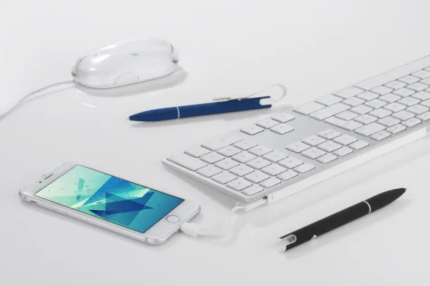 CHARGE kemijska olovka s USB kabelom Nebeski plava