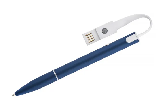 CHARGE kemijska olovka s USB kabelom Nebeski plava