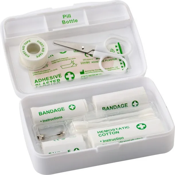  First aid kit in plastic case, 23 pcs white